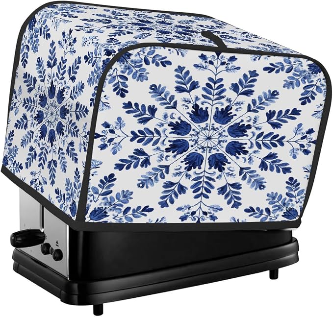 4 Slice Toaster Cover Blue Ethnic Flower Toaster Covers Four Slice Wide Slot Waterproof and Dustproof Covers for Wide Slot Toasters and Small Appliances Kitchen Decor Gifts