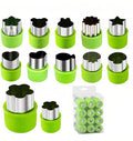 12-Piece teenager Cookie Cutters Set-Stainless Steel&BPA-Free Shapes for Baking (Bear,Rabbit,Star,Flower) DIY Cookies,Mini Pies,Fondant,Veggies|Dishwasher Safe,Gift for teenager & Parents (12, Green)
