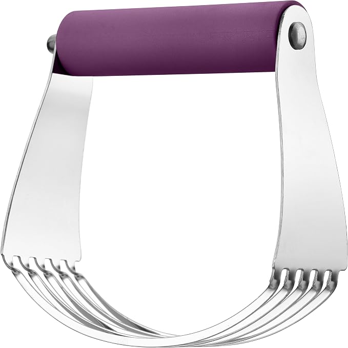 Spring Chef Large Dough Blender For Baking - Durable Pastry Blender, Purple | Heavy Duty Dough Mixer Hand Tool w/ Stainless Steel Blades, Professional Pastry Cutter Tool for Easy Mixing, Dishwasher Safe