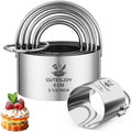 Cookie Cutters, 5 Pieces Round Biscuit Cutter Set with Handle | Dishwasher-Safe, Comfortable Grip, Professional Baking Dough Cutter Tools for Thick Dough, Biscuits & Fondant