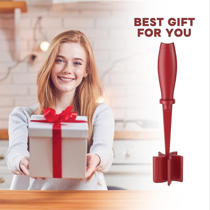Meat Chopper, Upgrade Hamburger Smasher, Premium Heat Resistant Meat Masher for Ground Beef, Ground Turkey and More, Non Stick Mix Grinder-Red | Heat Resistant, 5 Nylon Blade, Burger Grinder Potato Mix Tool, Meat & Poultry Tenderizers, Dishwasher Safe,...