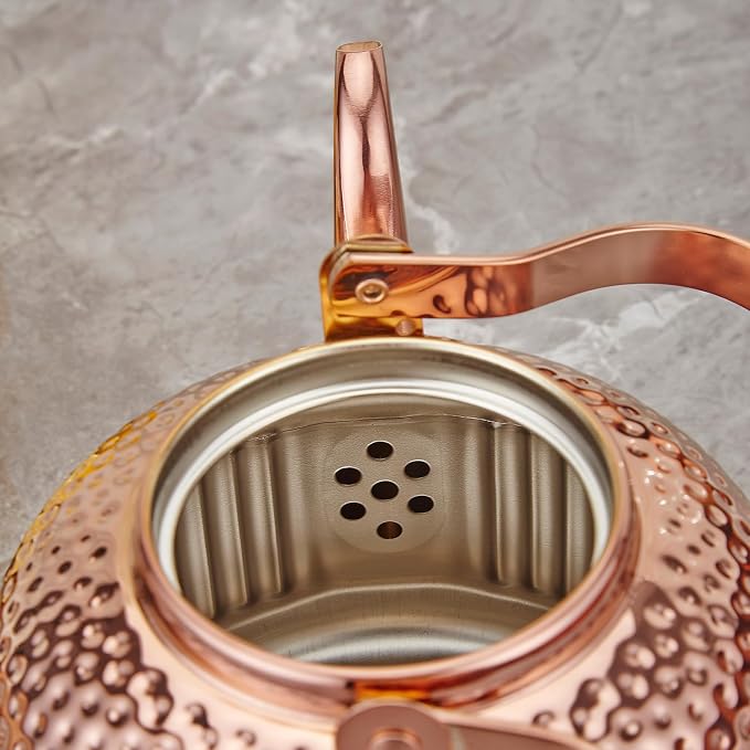SANQIAHOME Antique 1.4L (45 Oz) Stainless Steel Teapot with Infuser Copper