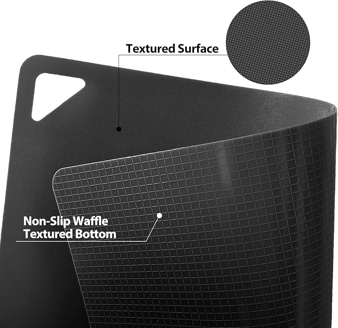 WK Flexible Plastic Cutting Boards for Kitchen Set of 6, Non Slip Cutting Board Mats with Hole, Cutting Boards for Meat, BPA Free, Dishwasher Safe, Multi Size