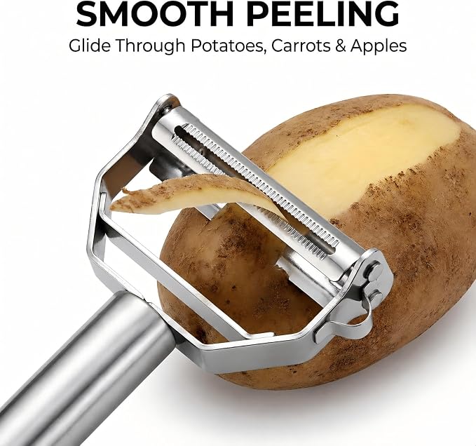 Julienne Peeler, Double-Sided Blade Multifunctional Vegetable Peeler | 3 in 1 Y Stainless Steel Vegetable Peeler for potato,cabbage,carrot,cucumber,fruit