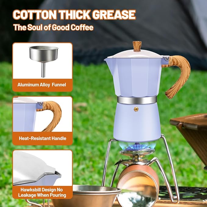 3 Cup Aluminum Espresso Stovetop Moka Pot Express Coffee Maker Percolator Italian Classic Mocha Coffee Machine for Italian and Cuban Cafe Brewing for Home & Camping 150ml 5oz