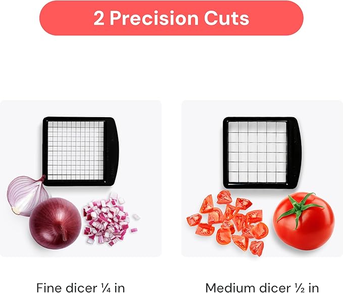Fullstar Pro Original Vegetable Chopper Kitchen Prep Tool | 2 in 1 Veggie Slicer, Onion & Fruit Cutter with Sharp Stainless Steel Blades & Container, All-in-One Food Prep Tool (Black)