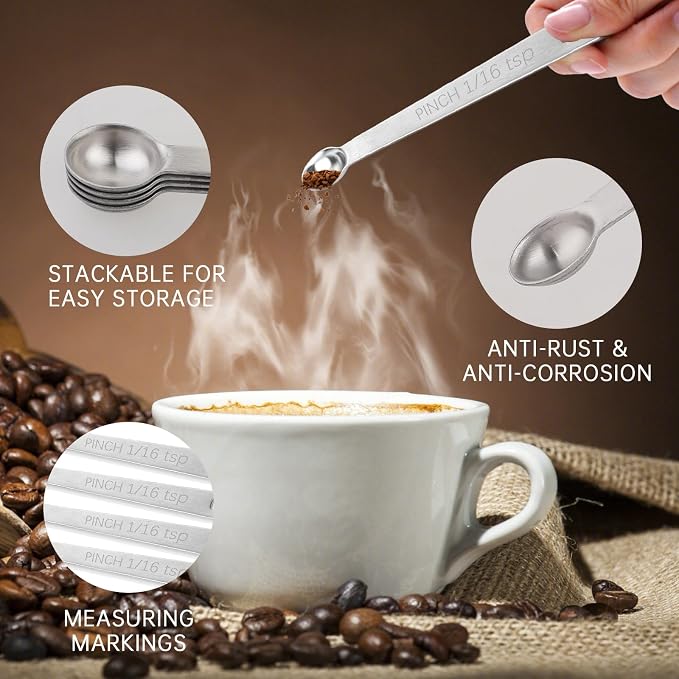 4 PCS 1/16 Teaspoon (1/16 Tsp | 0.33 mL | 0.33 cc) Single Measuring Spoon, Stainless Steel 1/16 Tsp Small Measuring Spoon Mini Measuring Spoons