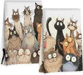 2 Pcs Cute Cat Kitchen Towels, Funny Cats Gifts Absorbent Hand Towels-01 | Cat Dish Cloths for Drying Dishes, Cats Waffle Dish Towels for Kitchen Home Bathroom Decor, Cat Lover Gifts for Women Mom