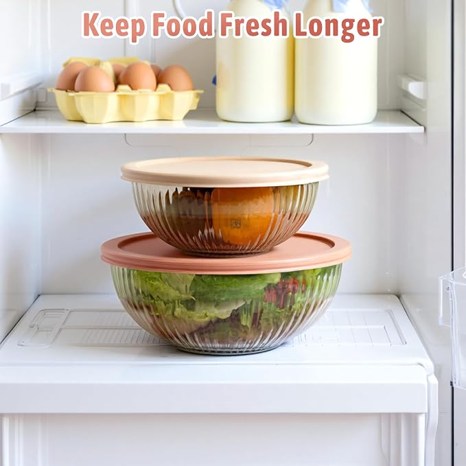 Glass Mixing Bowls with Lids Sets, 4 PCS serving bowls for party or kitchen | For Baking, Meal Prepping and Salad, Bpa Free and Dishwasher and microwave Safe Serving Bowls, 0.2 / 0.5 / 1.1 / 2.1 QT