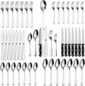 49 Piece Silverware Set - Service for 8 - Stainless Steel Flatware serving set - Cutlery Set - Knife, Fork, and Spoon - Kitchen Utensils set - Dishwasher Safe - Stunning Polished Finish