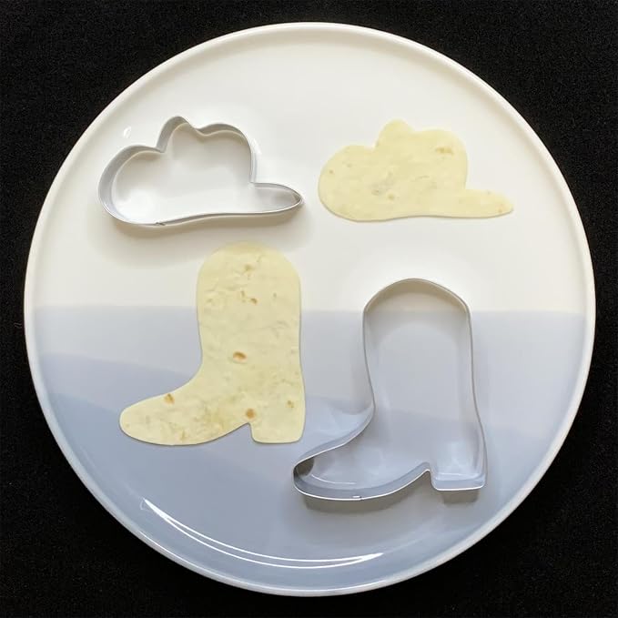 LUBTOSMN 2 Pcs Cowboy Cowgirl Cookie Cutter Set, 3.5" Dishwasher-Safe | Rounded-edge stainless steel cutters for cookies, fondant, sandwiches, cowboy and cowgirl parties, baby showers