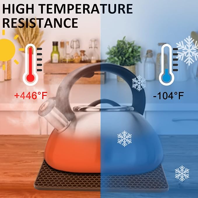 4 Pack Silicone Trivet Mats, Heat Resistant Hot Pot Holders and Pads for Kitchen Countertop, Non-Slip Brown Trivets for Pots and Pans, Hot Plate Coffee Mat