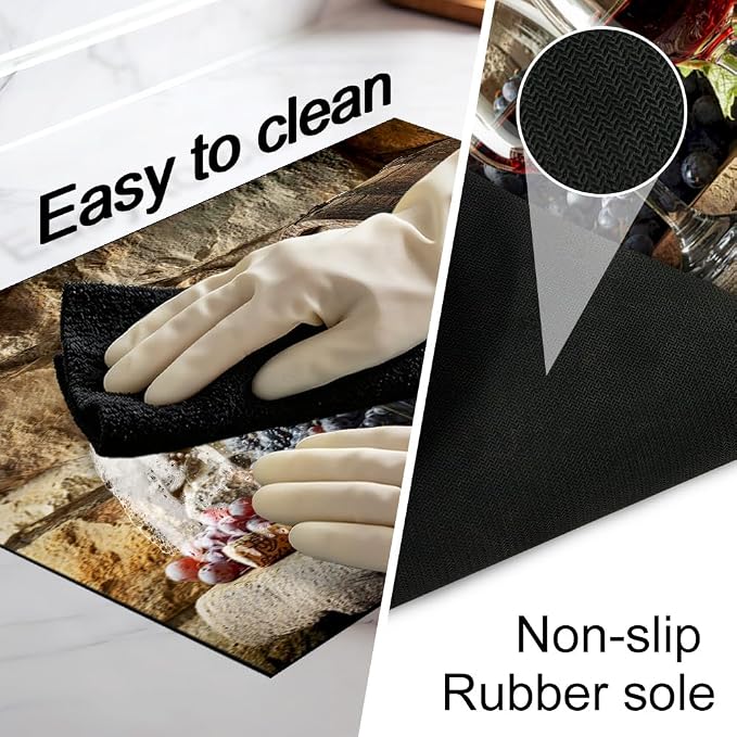 Glass top stove covers with wine splash decoration glasses 28.35x20.47 in Non Slip Mat