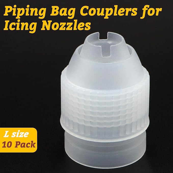 10 Pack Piping Bag Couplers for Icing Nozzles, Large Couplers for Piping Bags, Transparent - Large Sized