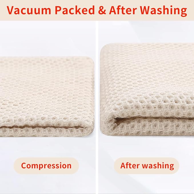 Homaxy 100% Cotton Oversized Waffle Weave Kitchen Towels 6-Pack, Beige | 20 x 28 Inches, Ultra Soft Absorbent Dish Towels, Quick Drying Large Cleaning Towels