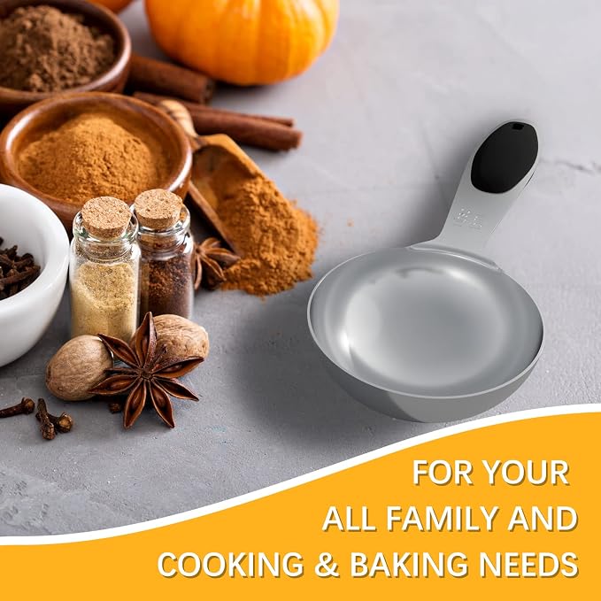 1PCS 1Tbsp(15ml, 1/2oz) Measuring Spoon, Stainless Steel Measure Scoop | Accurate, BPA-Free, Dishwasher Safe, Silicone Grip, Engraved Marking, Kitchen Essential