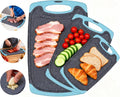 Plastic Cutting Boards for Kitchen non BPA, 3 Pieces, Dishwasher Safe, Aqua | Chopping boards Set with Juice Grooves, Easy Grip Handle, Non-Slip, Grinding Area for Grinding Garlic and Ginger