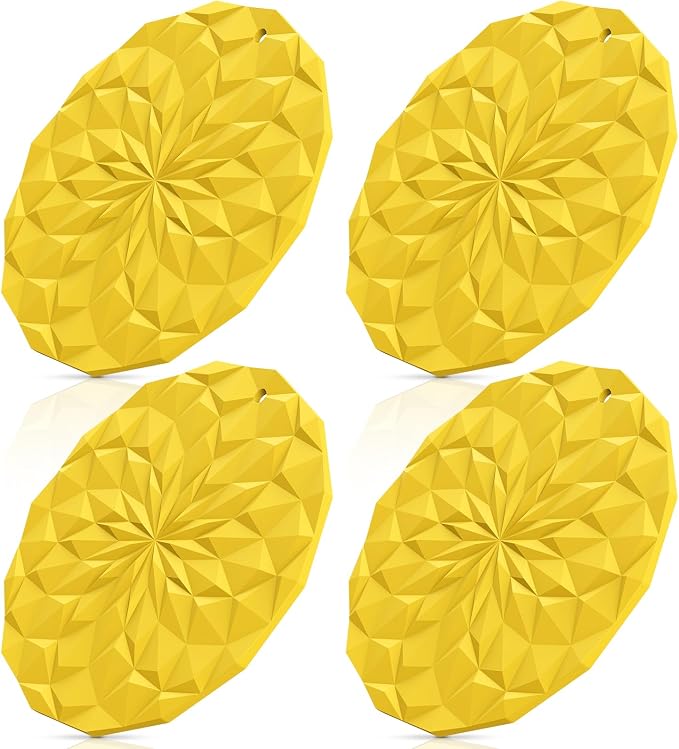 ME.FAN Silicone Trivet Mats - 4 Pack Pot Holders - 7.4'' Thickened Hot Pads for Hot pots, Pans and Dishes, Heat Resistant Silicone Trivet for Table and Counter Top Yellow