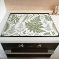 Boho Glass Stove Top Cover for Electric Stoves,Botanical Fern Plant Floral Farmhouse Stove Top Cover for Kitchen Decor,Heat Resistant Cooktop Protector Mat,Non-Slip Washable Dish Drying Mat 28"x20"