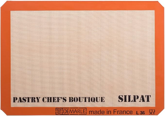 Sasa Demarle Silpat Premium Non-Stick Silicone Baking Mat, Big Sheet Pan Size (2/3) for a 15''x 21'' Sheet Pan - 13.58''x 19.5'' - ONE MAT ONLY - by Pastry Chef's Boutique