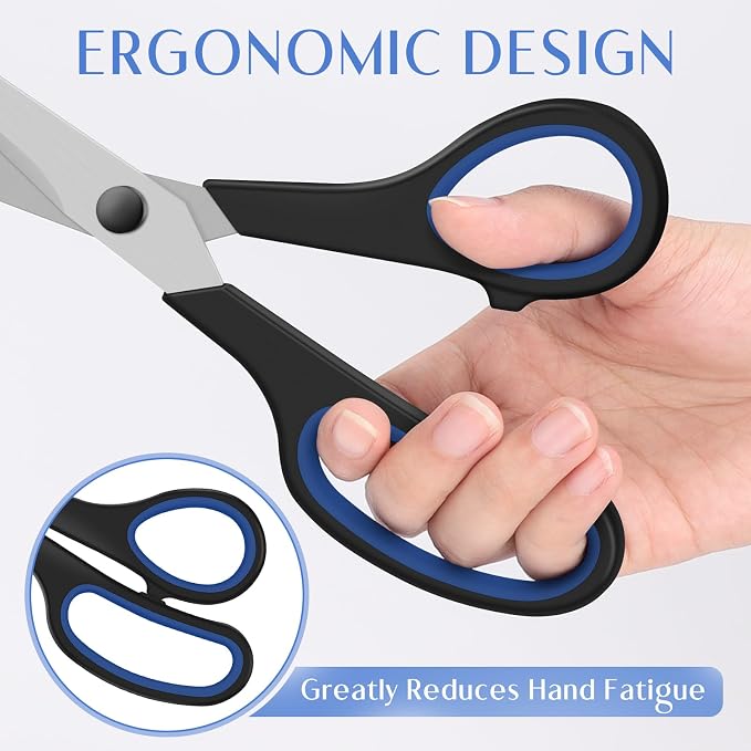 3 Pack Heavy Duty Scissors, 8.3"Stainless Steel Scissor With Ergonomic Soft-Grip Handles, Scissors All Purpose for Office, Kitchen, Crafts, Sewing (Red+Green+Blue)