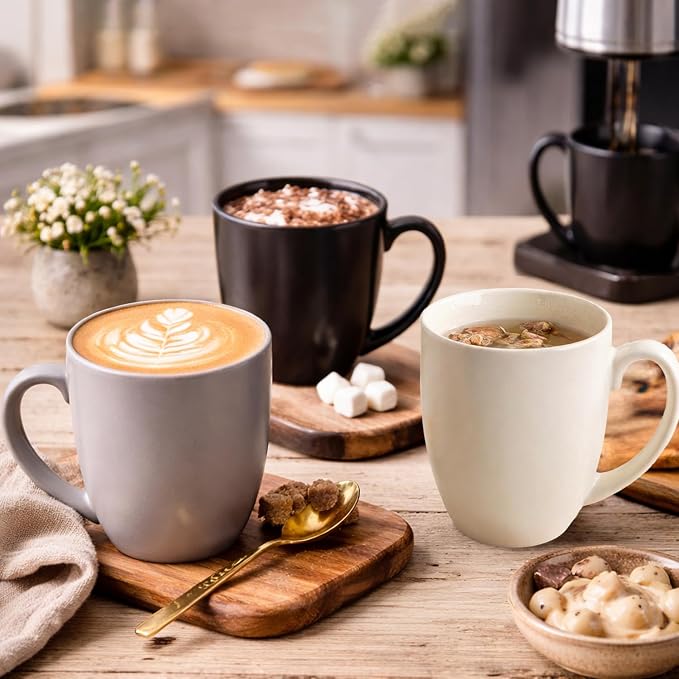 AmorArc 16 oz Coffee Mugs Set of 6, Large Ceramic Coffee Cups Set | Classic Coffee Mugs Set for Men,Women,Tea/Latte/Cappuccino/Cocoa. Dishwasher&Microwave Safe