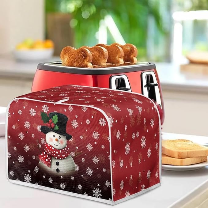 Christmas Snowflake Print Two Slice Toaster Cover Kitchen Small Appliance Covers Kitchen Decoration Microwave Oven Dustproof Cover Keep From Dirty Stain