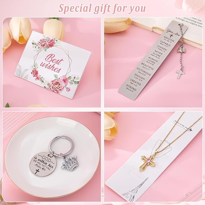 Christian Gifts For Women, 9Pcs Inspirational Religious Birthday Gift Set | Unique Catholic Gift Bible Faith Based Accessories, Ceramic Coffee Cup, Tote Bag, Bible Verse Jar, Can Candle, Baptism Gifts