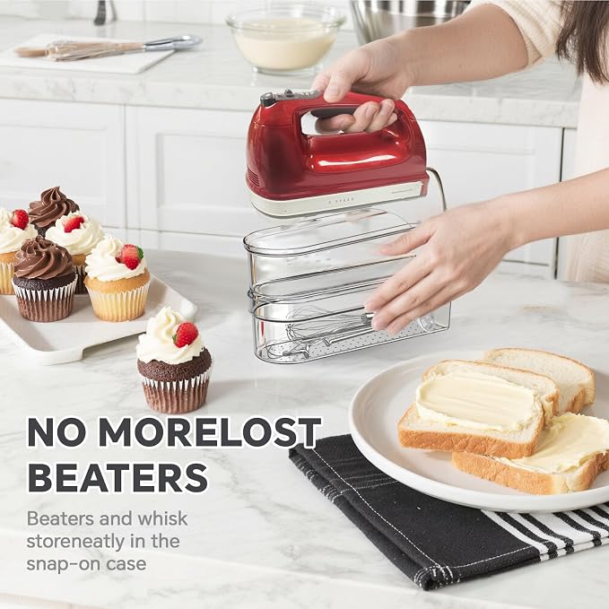 Hand Mixer Storage Case Compatible with KitchenAid KHM5, KHM6, KHM7 and KHM9 Ultra Power Hand Mixers, Double-Layer Clear Polycarbonate Organizer, Case Only