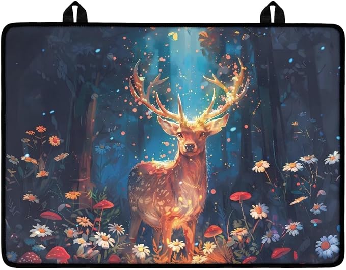 Reindeer Mushroom Daisy Flower Tree Print Electric Stove Top Cover Anti-Slip Stovetop Protector Pad 29.18 x 20.96 inch Glass Cooktop Cover Dish Drying Mat Range Covers for Friend