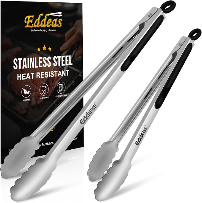Grill Tongs UP TO 600 °F Extra Long BBQ Tong For Cooking 12" 17 INCH | BBQ Tongs, Extra Long Kitchen Tong, Heat Resistant 600 Degrees, Metal Locking Tong, For Cooking, Grilling, Outdoor Barbecue