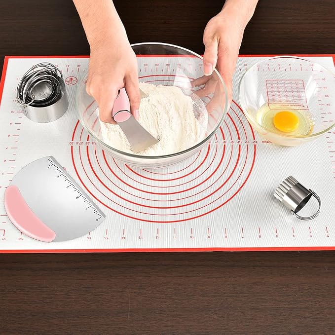 Pastry Cutter, Biscuit Cutter, Dough Scraper,Pastry Blender,Baking Mats | Stainless Steel Dough Cutter Set,Biscuit Cutter Baking Pastry Mat Dough Blender Tools & Pastry Utensils (5 Pcs/Set)