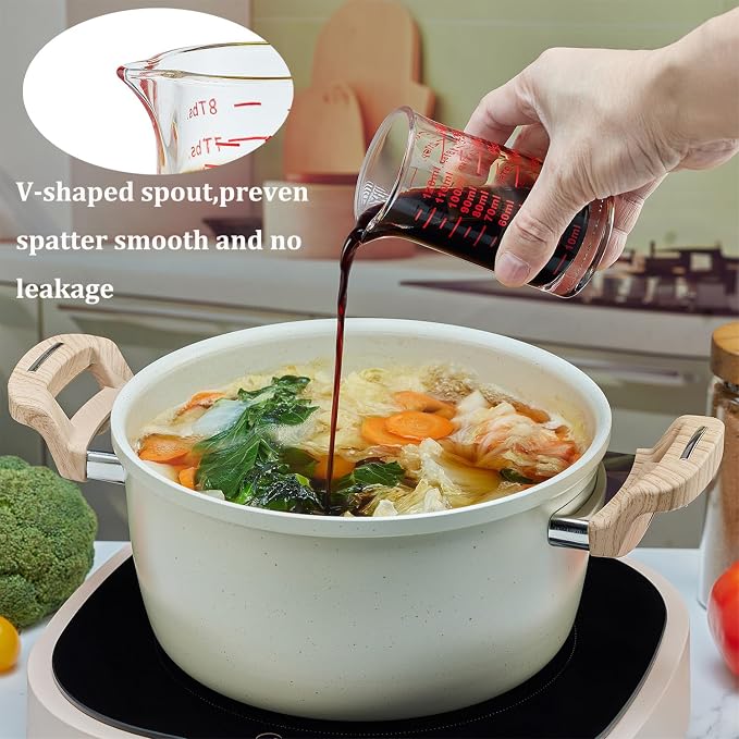 Ackers 4 Oz Glass Measuring Cup,Borosilicate Shot Glass with V-Shaped Spout-Red Line