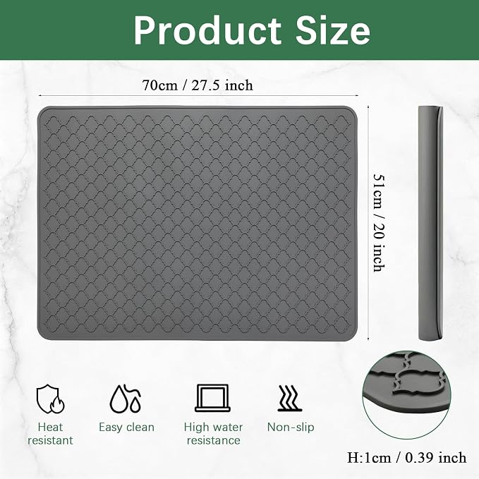 Stove Top Cover for Electric Stove - Silicone Stove Mat for Glass Top | Silicone XXL Glass Cooktop Covers, Flat RV Range top Mats Grey, 27.5"X20"