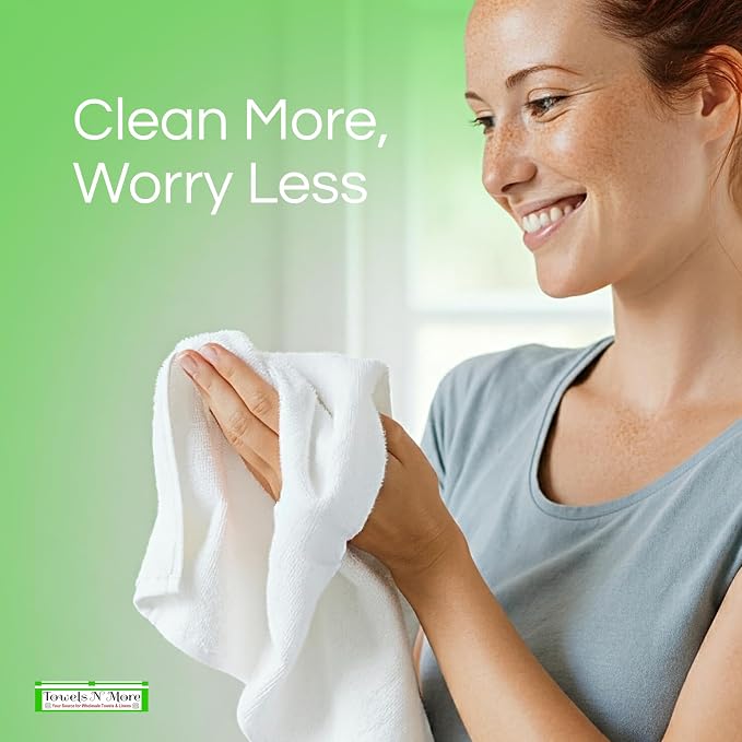 Towels N More 24-Pk 16x19 30 Oz. Absorbent Cotton Kitchen Bar Mop Towels | Reusable Kitchen Cleaning Towels for Chef, Cook, Home, Restaurant & Bar. Highly Absorbent, Multi-Purpose Cotton Towels