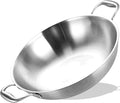LOLYKITCH 14.5-Inch Stainless Steel Wok | Jumbo Cooker | Dual Handles | Large | Uncoated Tri-Ply Stir Fry Pan | Everyday Cooking Wok for Induction | Flat Bottom | PFOA-FREE | 6-8 Servings ﻿