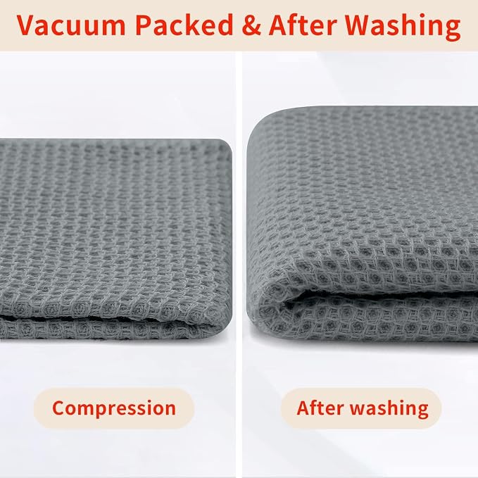 Homaxy 100% Cotton Waffle Weave Kitchen Dish Cloths 18-Pack, Grey | 12 x 12 Inches, Ultra Soft Absorbent Dish Towels, Quick Drying Dish Rags with Hanging Loop