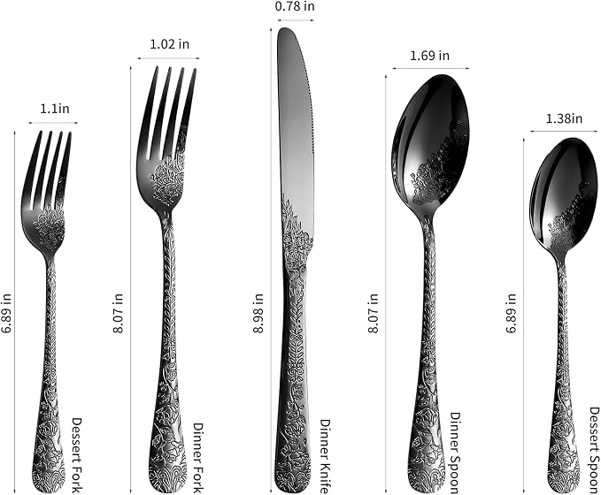Silverware Set,20-Piece Stainless Steel Flatware Set for 4 | Food-Grade Stainless Steel Cutlery Set,Dishwasher Safe,Mirror Finished Utensil Sets for Home Restaurant,Embossed Pattern-1