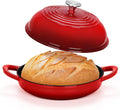 TeamFar Cast Iron Bread Dutch Oven, 6 Qt Enameled Dutch Oven Pot | for Sourdough Bread Baking, with Tall Dome Lid & Round Base Pan, Self-Basting & Even-Heating, Heavy-Duty & Non-stick, Red