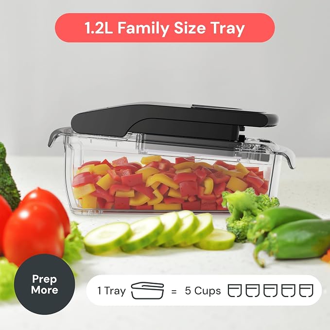 Fullstar Pro Original Vegetable Chopper & Spiralizer, Kitchen Prep Tool | 4 in 1 Veggie Slicer, Onion & Fruit Cutter with Sharp Stainless Steel Blades & Container, All-in-One Food Prep Tool (Clear)