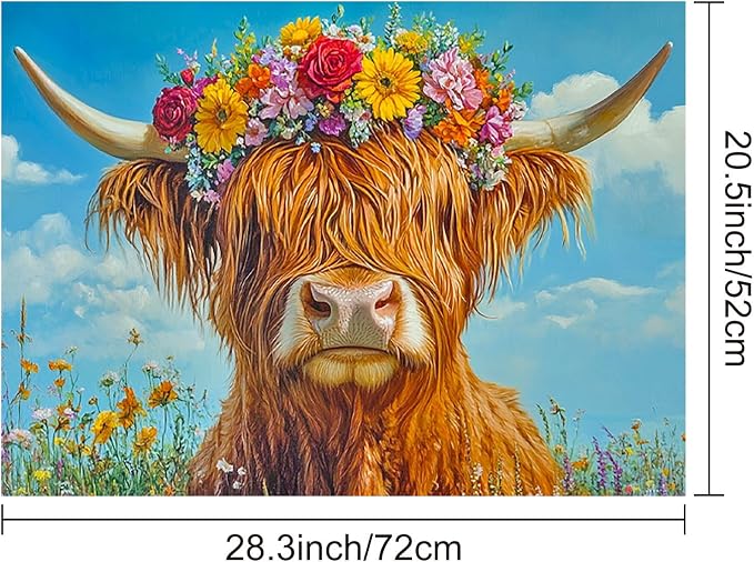 HOMETITUTE Highland Cow Stove Top Cover 28x20 Floral Diatomite Mat