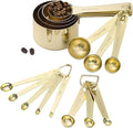 16 Pcs Stainless Steel Measuring Cups & Spoons Set, Gold | Heavy Duty Metal, 5 Cups, 6 Tbsp Tsp Spoons, 5 Mini Spoons, For Kitchen Cooking Baking