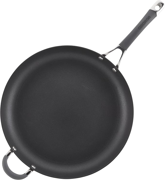 Circulon - 83906 Circulon Radiance Hard Anodized Nonstick Frying Pan / Fry Pan / Hard Anodized Skillet with Helper Handle - 14 Inch Large Skillet, Gray