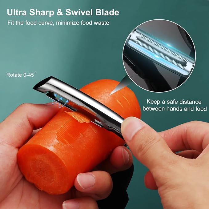 SUCCFLY Potato Peeler Stainless Steel, Premium Vegetable Peeler for Kitchen | Ultra Sharp Fruit & Veggie Peeler, Carrot Cucumber I Peeler, 420J2 Serrated Blade, Ergonomic Non-Slip Handle, 5-Year Warranty