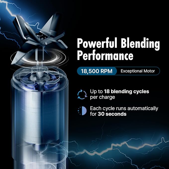 LUMENA THE KITCHEN PB1 17oz Personal Blender for Smoothies & Shakes, USB-C Rechargeable, BPA-Free, 6-Point Stainless Steel Blades, Cordless Portable Blender (CREAM WHITE)