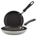 Farberware Non Stick Frying Pans Set, 2-Pc Cookstart Aluminum DiamondMax | Skillet Set with 8.25" and 10" Nonstick Skillets, Comfortable Grip, Easy to Clean, Oven Safe, & Dishwasher Safe (Silver)