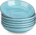 vancasso Bonbon Pasta Bowls Set of 6, 38 Oz Ceramic Salad Bowls, Wide and Shallow Bowls Set, Large Serving Bowls for Kitchen, Blue