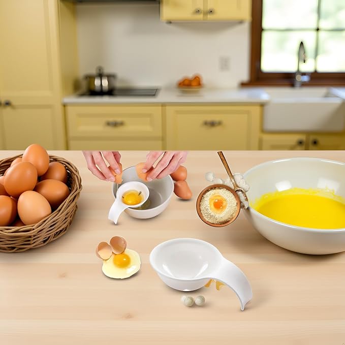 1pc White Egg White Yolk Separator,Egg Separator for Raw Eggs,Bowl-Clip and Yolk Separator Strainer for Baking Cakes,Kitchen Gadget Cooking Specialty Tools and Gadgets