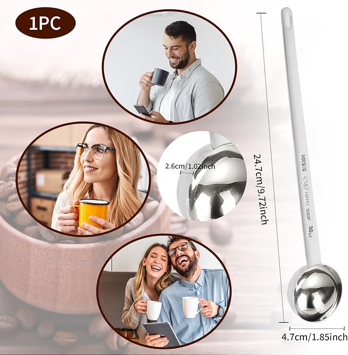 2 Tablespoon Coffee Scoop Stainless Steel Long Handle Measuring Spoon 2 tbsp Measuring spoon 30 ml Coffee Scoop 2 tablespoon Scoop for Ground Coffee