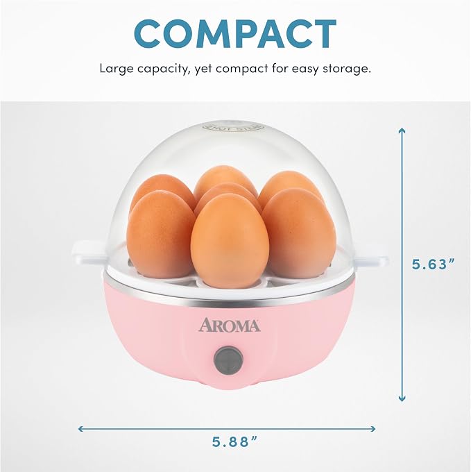 AROMA® Overly Easy Egg Cooker, Steamer, and Electric Egg Poacher | XL Capacity Egg Steamer Fits 7 Eggs